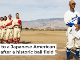 In a 2024 exhibition game at Manzanar, players – many of them descendants of internment camp detainees – donned custom 1940s-style uniforms. Aaron Rapoport, CC BY-SA